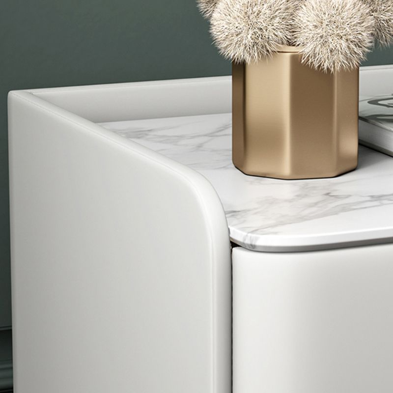 Massivholz Rahmen zwei Schubladen Ledergrau/Khaki/Beige/Blau Gold Tischbein Nachttisch