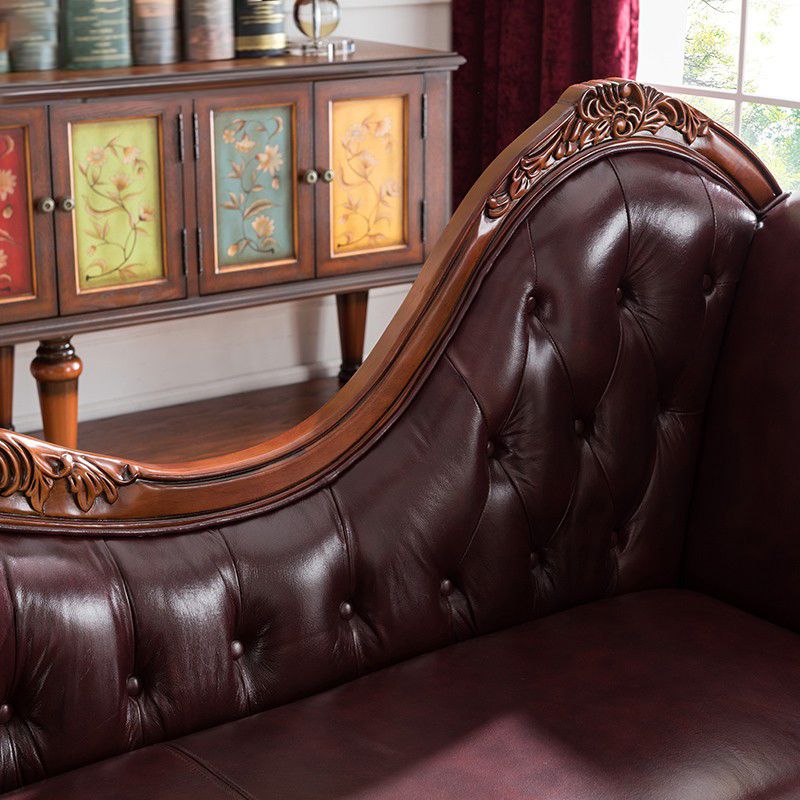 Traditional Dark Brown Genuine Leather Chaise Rolled Arms Tufted Accent Chair Clearhalo 'Chairs & Seating' 'Chaise Lounge' 'chaise_lounge' 'furn' 'furn_chaise_lounge' 'Furniture' 'Living Room Furniture' 1200x1200_7d677506-c271-4f9e-86f6-2318efb90ec8