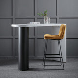 Industrial Wood Pub Table with Specialty Table Top Double Pedestal Table - 41.3" H Clearhalo 'Bar Furniture' 'Bar Tables' 'bar_tables' 'furn' 'furn_bar_tables' 'Furniture' 'furniture_bar_tables' 'Kitchen & Dining Furniture' 1200x1200_7d67fc7f-baf7-4cc9-8ad9-3f89ee752cf7