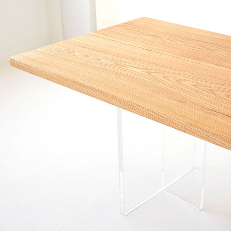 Natural Solid Wood Dining Table Modern Restaurant Furniture with Acrylic Double Pedestal Clearhalo 'Dining Tables & Seating' 'Dining Tables' 'dining_table' 'furn' 'furn_dining_table' 'Furniture' 'Kitchen & Dining Furniture' 1200x1200_7d6964bf-c702-4a80-b0a6-141c00ade2ae