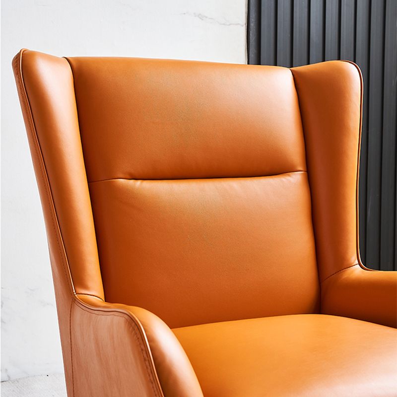 Echte lederen accentstoel 4 benen massieve kleurkamerstoel voor woonkamer