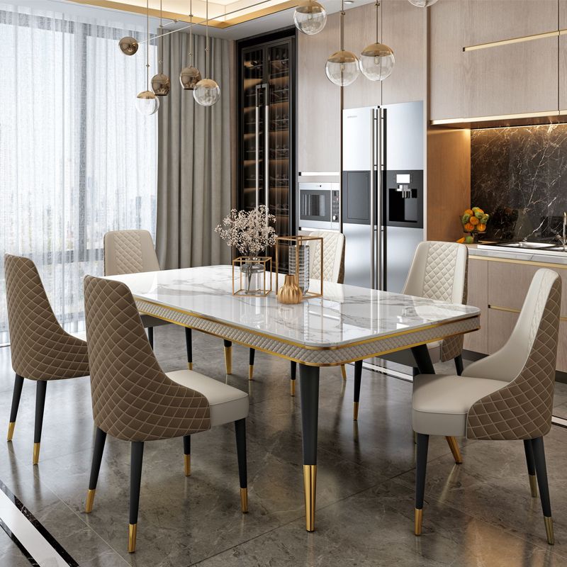 Sintered Stone Dining Table Luxury Style 4 Legs Base Table for Dining Room Clearhalo ' dining_table' 'Dining Tables & Seating' 'Dining Tables' 'furn' 'furn_dining_table' 'Furniture' 'furniture_dining_table' 'Kitchen & Dining Furniture' 'kitchen&dining_furn' 'kitchen' 'kitchen_dining_table' 1200x1200_7d6bdb86-c0b2-42fb-9367-f33ebd2d4af1