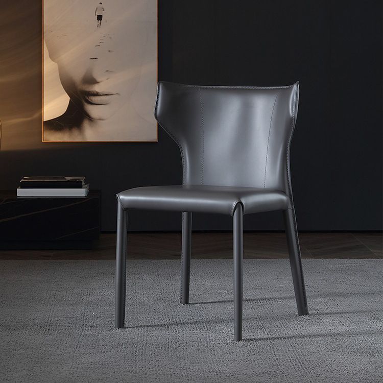 Contemporary Kitchen Solid Back Dining Side Chair Metal Dining Side Chair Clearhalo ' kitchen&dining_furn' 'Dining Chairs' 'Dining Tables & Seating' 'dining_chair' 'furn' 'furn_dining_chair' 'Furniture' 'furniture_dining_chair' 'Kitchen & Dining Furniture' 'kitchen' 1200x1200_7d6e78d1-0ee8-4454-ac61-186e2e01ad29