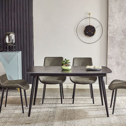 Metal Industrial Rectangle Dining Table Sintered Stone Top Indoor Table for Dining Room