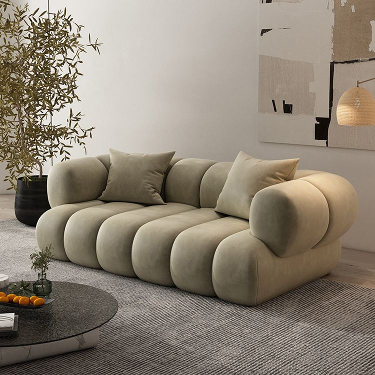 Scandinavian Green Sofa with Tuxedo Arm and Sewn Pillow Back Clearhalo 'furn' 'furn_sectionals' 'Furniture' 'furniture_sectionals' 'kitchen' 'kitchen_sectionals' 'Living Room Furniture' 'Sectionals' 1200x1200_7d71729c-4d2c-4927-91d1-d54a9e69f89d