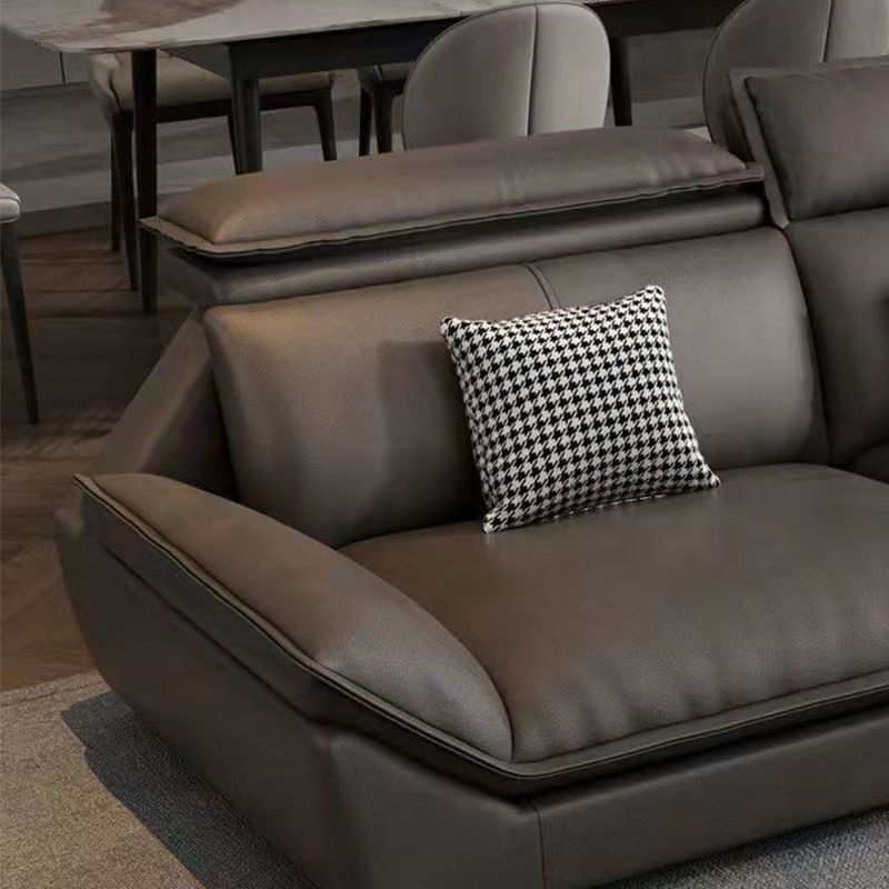 Modern 3/4-Seater Faux Leather Sofa & Chaise 68.9" D Pillow Top Arm Sofa Clearhalo 'furn' 'furn_sectionals' 'Furniture' 'Living Room Furniture' 'Sectionals' 1200x1200_7d71a142-f72b-46bf-a854-8b6907b6ba7a