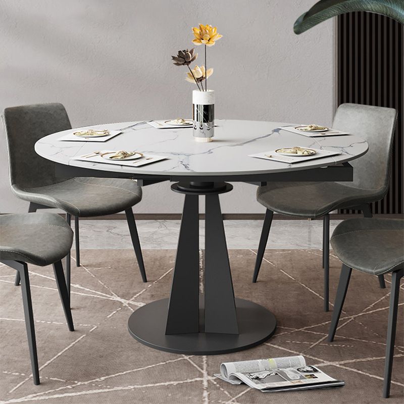 Simplicity Round Dining Table Marble Table with Black Pedestal Base Clearhalo ' dining_table' 'Dining Tables & Seating' 'Dining Tables' 'furn' 'furn_dining_table' 'Furniture' 'furniture_dining_table' 'Kitchen & Dining Furniture' 'kitchen&dining_furn' 'kitchen' 'kitchen_dining_table' 1200x1200_7d729ca9-1457-4278-80cf-c19f02526153