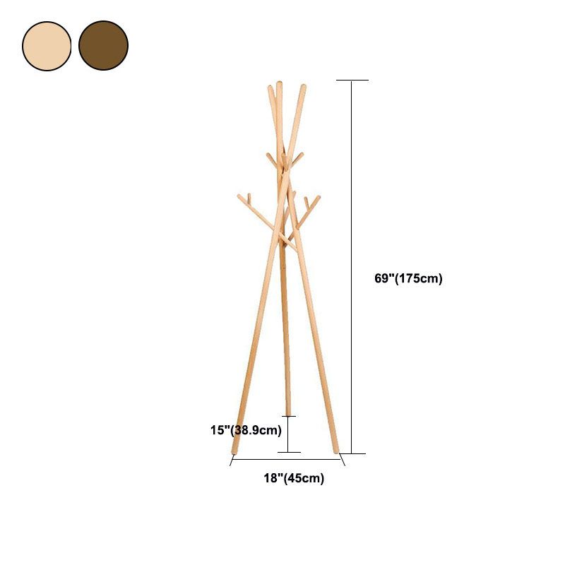 Entrada de árbol de madera KT con ganchos percha de pie independiente