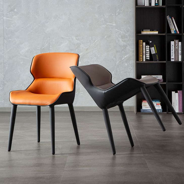 Inicio Silla lateral moderna del ala de la ala Matte Sillas de comedor de cuero falso