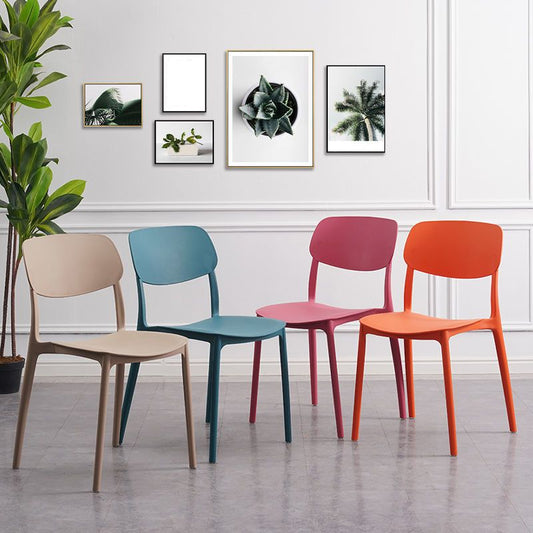 Indoor Plastic Dining Armless Chair Kitchen Open Back Side Chair