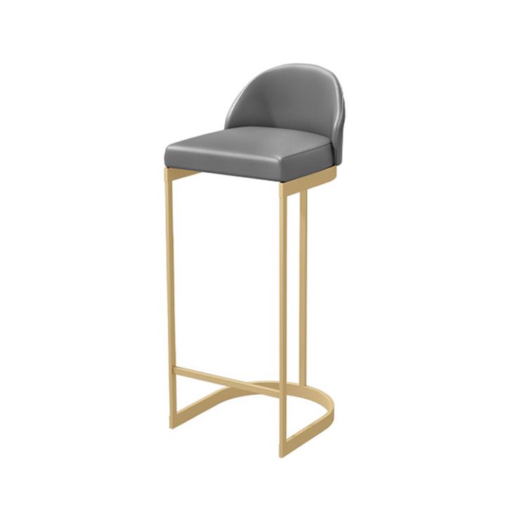 Upholstered Dining Stool Bucket Bar Stool with Gold Metal Base