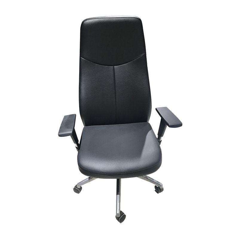 Contemporary Office Chair Wheels Leather High Back Black Executive Chair Clearhalo 'furn' 'furn_office_chair' 'Furniture' 'Office Chairs' 'Office Furniture' 'office_chair' 1200x1200_7d773e78-880a-451c-b460-ea4366dd74c4