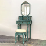 Eiken ijdelheid set met ontlasting 64.17 "Hoge ijdelheid met lade en spiegel