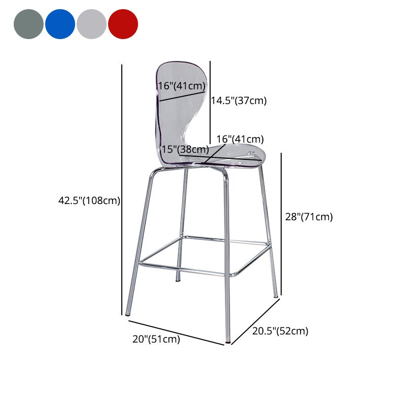 28-inch Height Barstool Modern Indoor Transparent Plastic Bar Stool Clearhalo 'Bar Furniture' 'Bar Stools' 'bar_stools' 'furn' 'furn_bar_stools' 'furniture_bar_stools' 'Kitchen & Dining Furniture' 'kitchen&dining_furn' 'kitchen' 'kitchen_furn' Furniture' 1200x1200_7d7a481c-a226-4a48-9547-2240c3410669