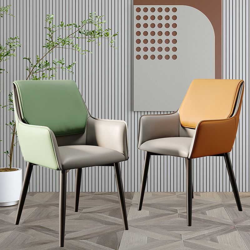 Modern Style Parsons Arm Chair Leather Dining Chair for Dining Room Clearhalo 'Dining Chairs' 'Dining Tables & Seating' 'dining_chair' 'Furniture' 'furniture_dining_chair' 'Kitchen & Dining Furniture' 1200x1200_7d7af588-28a2-490e-83be-c95acdd9cf9a