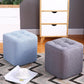 Tufted quadratische Form Ottomane moderne Leinenmischung gepolsterter Pouf