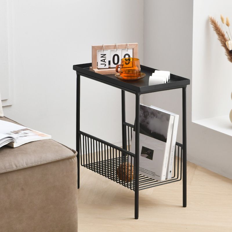 Contemporary Metal End Table Tray Top Accent Side Table with Storage Clearhalo 'Coffee & Accent Tables' 'End & Side Tables' 'end_side_tables' 'furn' 'furn_end_side_tables' 'Furniture' 'Living Room Furniture' 1200x1200_7d7be8ec-0b1e-4b99-884e-279bba10f63d