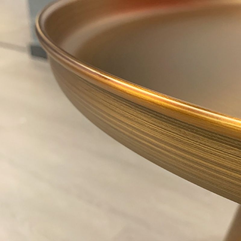 Moderne metalen ronde glazen salontafel uit het midden van de eeuw