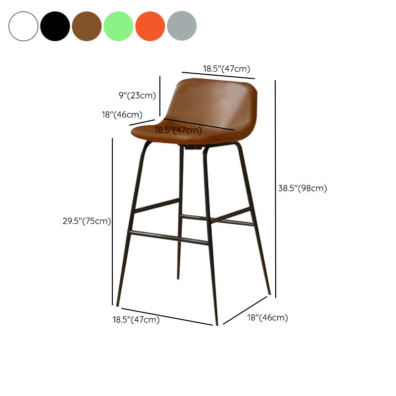 Modern Style Low Back Barstool Pu Leather Counter Bar Stool with Metal Legs for Home