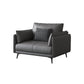 Contemporary Genuine Leather Square Arm Standard Sofa with Loose Back for Living Room