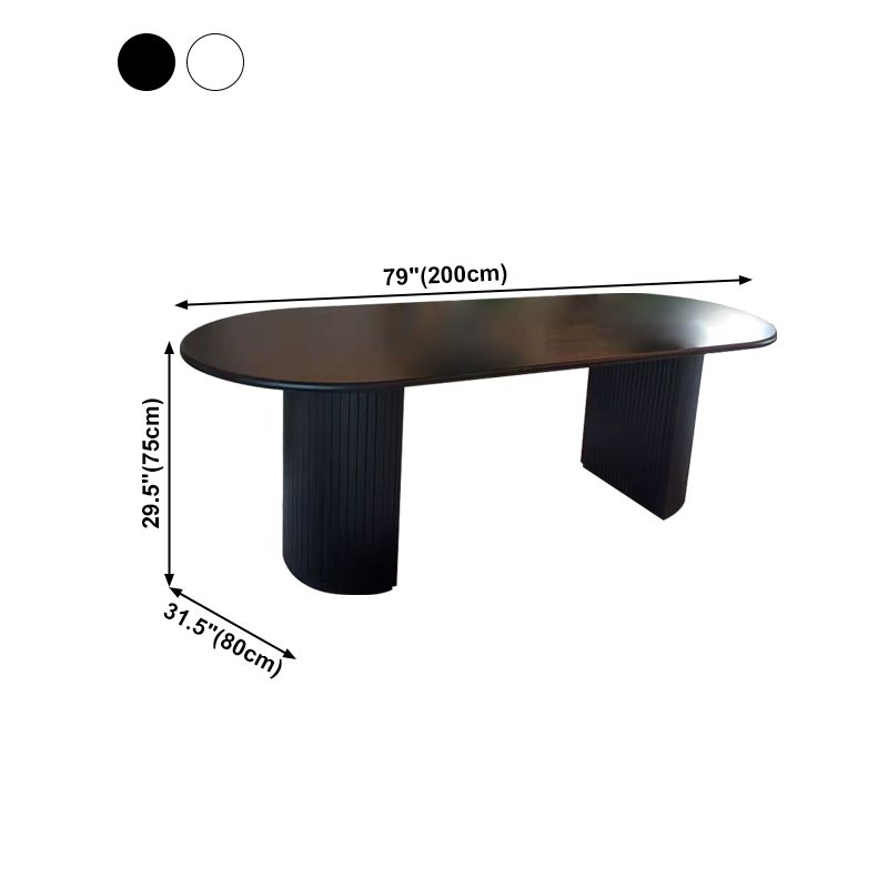 Contemporary Style Furniture Oval Double Pedestal Dining Site Table for Home Clearhalo ' dining_table' 'Dining Tables & Seating' 'Dining Tables' 'furn' 'furn_dining_table' 'Furniture' 'furniture_dining_table' 'Kitchen & Dining Furniture' 'kitchen&dining_furn' 'kitchen' 'kitchen_dining_table' 1200x1200_7d7e4bd3-5772-40c4-bd22-3bd04a0fe875