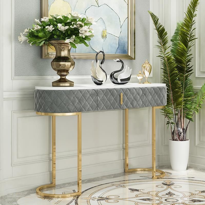 Tavolo console di marmo glam tavolo divano console in ferro dorato per sala