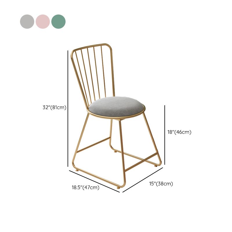 Silla de comedor de comedor lateral de patas de oro sin brazo tapizado glamoroso