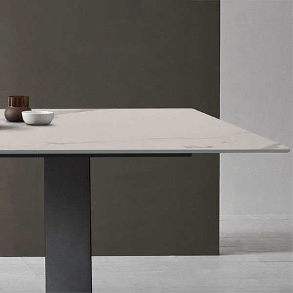 Glam White Kitchen Dining Table Sintered Stone Standard Dining Table with Trestle Base Clearhalo ' dining_table' 'Dining Tables & Seating' 'Dining Tables' 'furn' 'furn_dining_table' 'Furniture' 'furniture_dining_table' 'Kitchen & Dining Furniture' 'kitchen&dining_furn' 'kitchen' 'kitchen_dining_table' 1200x1200_7d7ee34a-bd3e-492b-af38-f1c8bde4d692