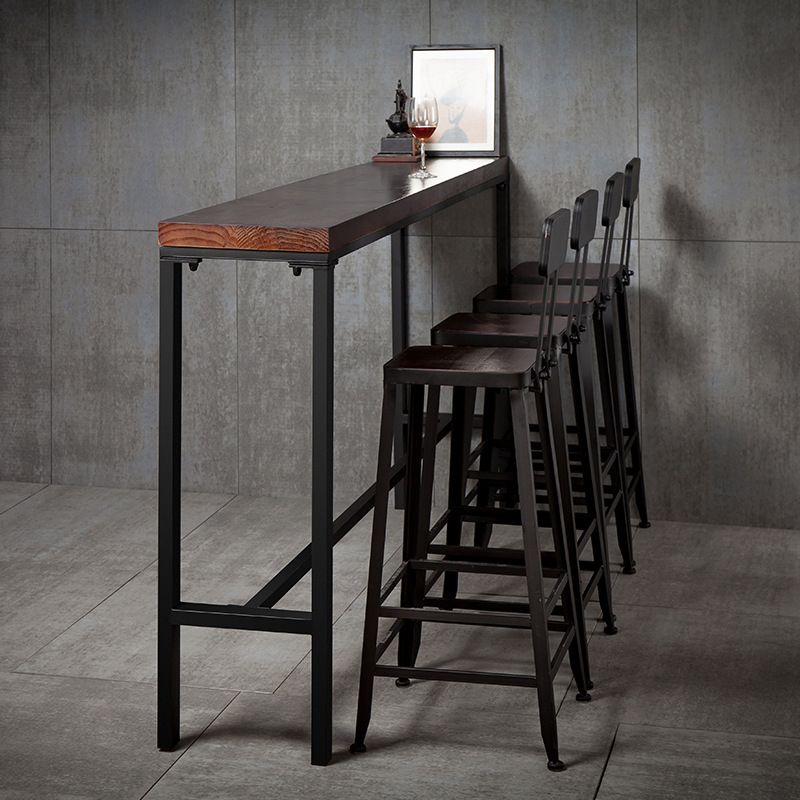 Brown Modern Style Bar Table in Metal and Wood Indoor Counter Table Clearhalo 'Bar Furniture' 'Bar Tables' 'bar_tables' 'furn' 'furn_bar_tables' 'Furniture' 'furniture_bar_tables' 'Kitchen & Dining Furniture' 1200x1200_7d7f17ca-d784-4b46-84b8-12a445f6ae6a