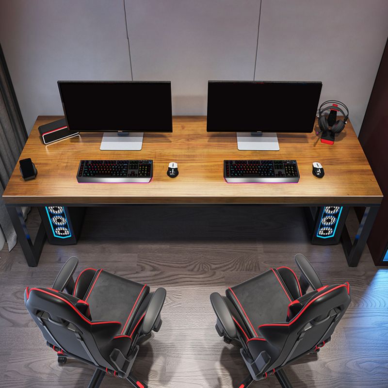 Industrial Wood Computer Desk Sled Rectangular Gaming Desk with Metal Legs Clearhalo 'furn' 'furn_office_desk' 'Furniture' 'Office Desks' 'Office Furniture' 'office_desk' 1200x1200_7d7f522a-2337-4bff-87d7-1a3ca68168b7