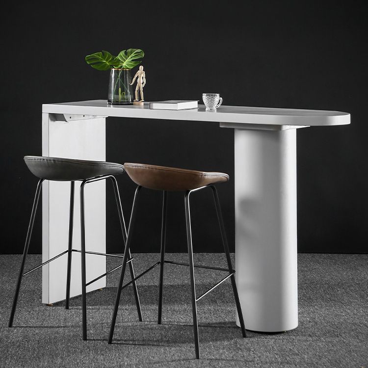 Industrial White Pub Bar Table Wood Double Pedestal Bar Dining Table Fixed Table Clearhalo 'Bar Furniture' 'Bar Tables' 'bar_tables' 'furn' 'furn_bar_tables' 'Furniture' 'furniture_bar_tables' 'Kitchen & Dining Furniture' 1200x1200_7d81fdd0-d9c7-4bb0-beda-6490f3b31832