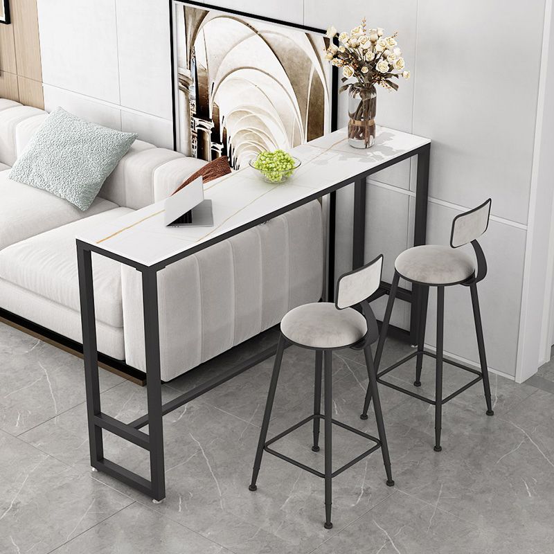 White and Black Modern Style Bar Table in Metal and Wood Milk Tea Shop Bar Table Clearhalo 'Bar Furniture' 'Bar Tables' 'bar_tables' 'furn' 'furn_bar_tables' 'Furniture' 'furniture_bar_tables' 'Kitchen & Dining Furniture' 1200x1200_7d82a7d9-e376-432d-8a19-583f1d24bae1