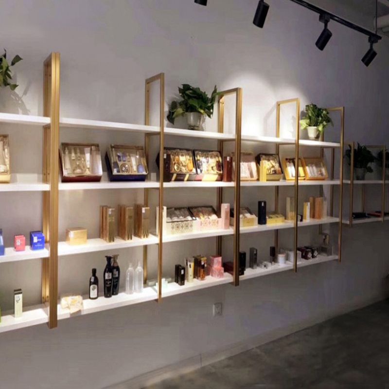 Libreria di libreria industriale a muro di scaffale in legno rettangolo