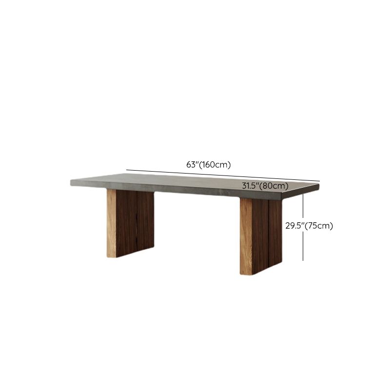 Rectangular Dining Table Grey Solid Wood Table Top for Dining Room Clearhalo 'Dining Tables & Seating' 'Dining Tables' 'dining_table' 'furn' 'furn_dining_table' 'Furniture' 'Kitchen & Dining Furniture' 1200x1200_7d8a8e89-158b-4637-885c-ae058aa6f5f9