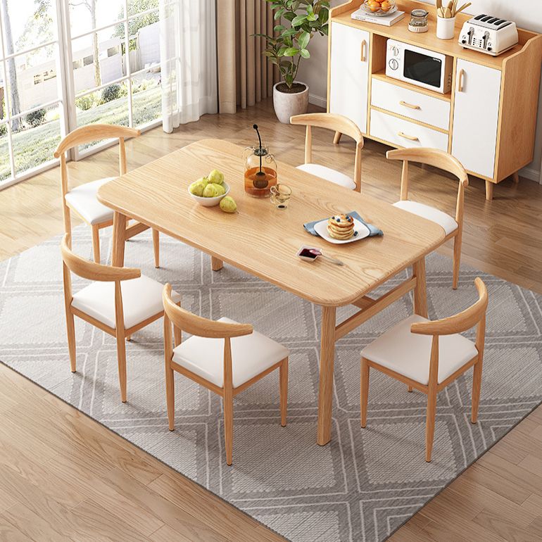 Contemporary Light Brown MDF Top Dining Set Rectangle Shape Kitchen Dining Set with 4 Legs Base Clearhalo 'Dining Room Sets' 'Dining Tables & Seating' 'dining_room_set' 'furn' 'furn_dining_room_set' 'Furniture' 'furniture_dining_room_set' 'Kitchen & Dining Furniture' 'kitchen&dining_furn' 'kitchen' 1200x1200_7d8b3c51-b857-41fd-b4e9-724f68dce644