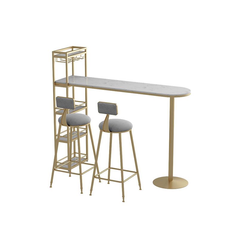 Faux Marble Bistro Bar Table Rectangle Metal Base Bar Table with Storage Clearhalo 'Bar Furniture' 'Bar Tables' 'bar_tables' 'furn' 'furn_bar_tables' 'Furniture' 'Kitchen & Dining Furniture' 1200x1200_7d8c20de-35d9-42c3-9d2a-5c263813adb6
