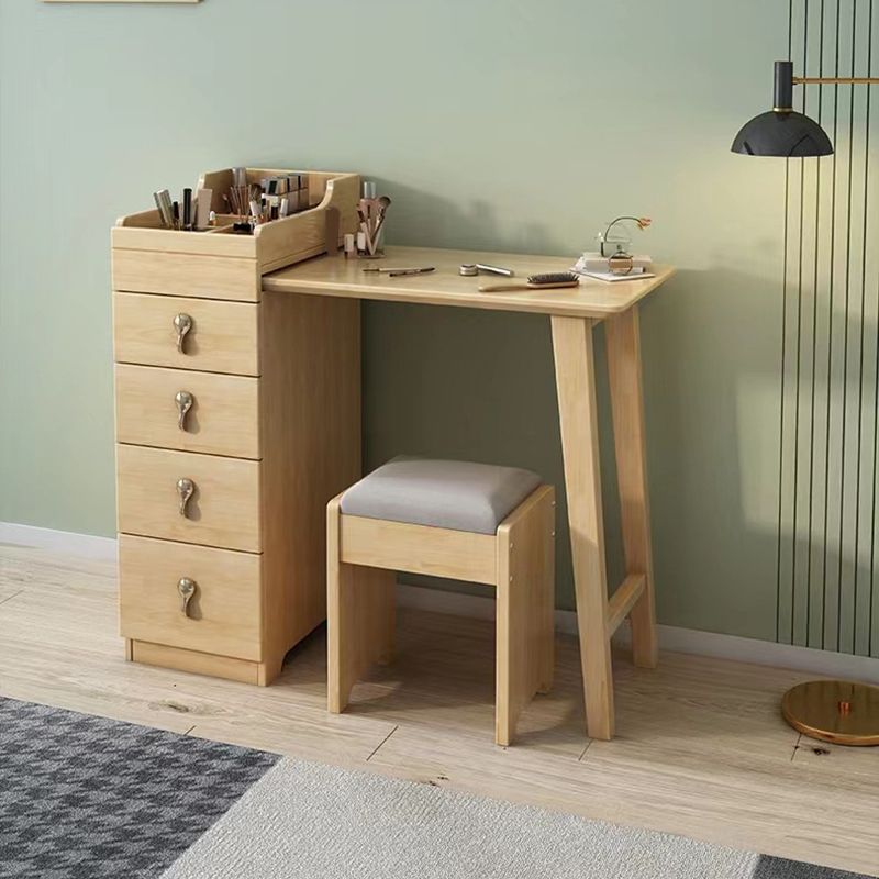 Mirror & 4 Drawers Makeup Vanity Nordic Solid Wood Dressing Table Clearhalo 'Bedroom Furniture' 'furn' 'furn_makeup_vanities' 'Furniture' 'Makeup Vanities' 'makeup_vanities' 1200x1200_7d8c2c58-2d56-4ef8-b4a4-0a8a2c2485fa