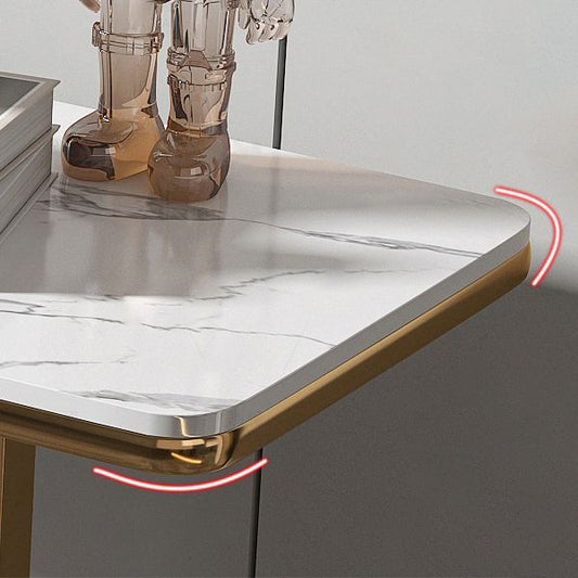 Stone Rectangle Console Table 31.5-inch Tall Glam Accent Table with Shelf