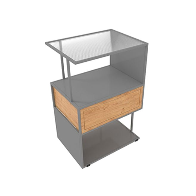 Armoire de chevet en verre inférieur industriel avec tiroir pour chambre à coucher