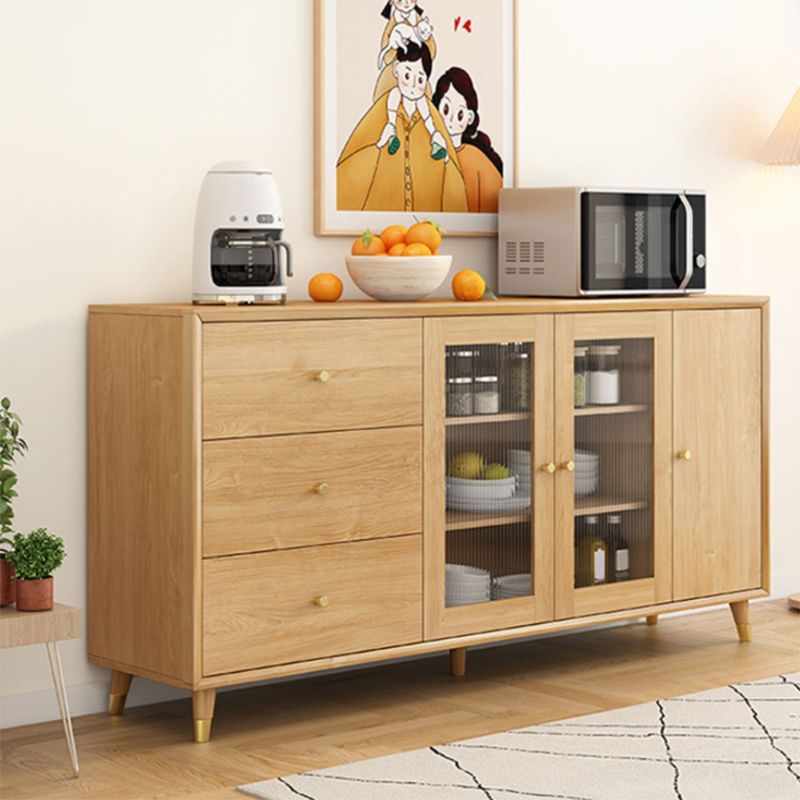 Legno massiccio moderno da pranzo porte di vetro in vetro con cassetti con cassetti