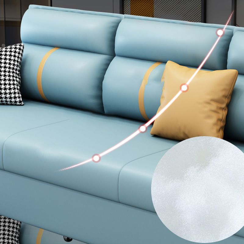 Contemporary Sleeper Sofa in Blue with Storage and Pillow Top Arms Clearhalo 'furn' 'furn_futons' 'Furniture' 'Futons & Daybeds' 'Futons' 'Living Room Furniture' 1200x1200_7d8fc127-c394-4e6e-8859-70d26883abb2