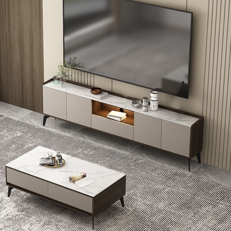 Stone Media Console TV Stand Modern TV Stand Console with Drawer Clearhalo 'furn' 'furn_tv_stands_entertainment_centers' 'Furniture' 'Living Room Furniture' 'TV Stands & Entertainment Centers' 'TV Stands & Media Storage Furniture' 'tv_stands_entertainment_centers' 1200x1200_7d90ba99-dd78-4478-9f7d-101ab97c35df