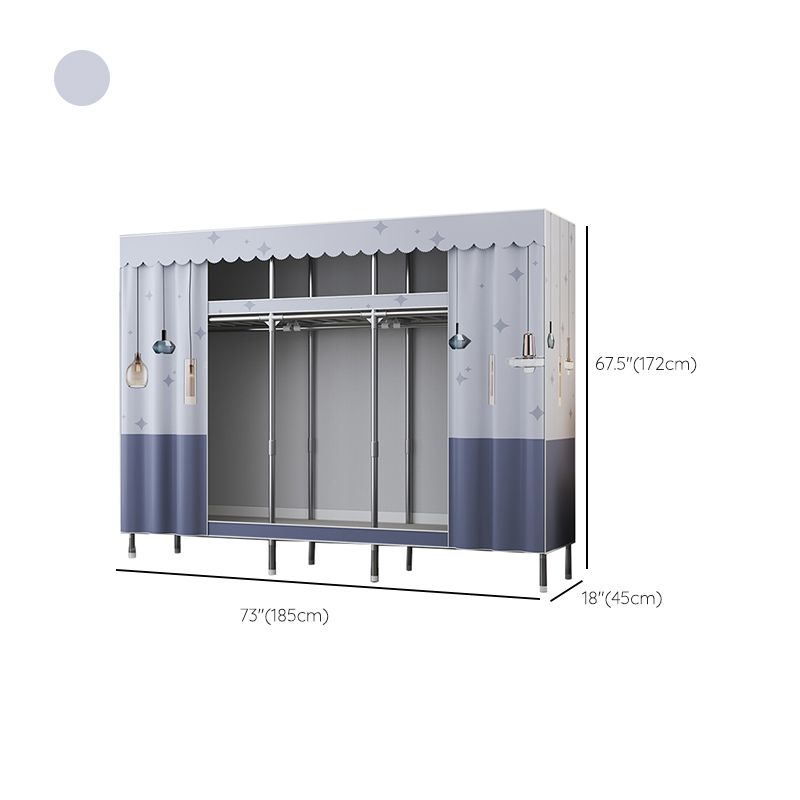 Contemporary Style Metal Wardrobe 2-Shelves Wardrobe Closet for Bedroom Clearhalo 'Armoires & Wardrobes' 'armoires_wardrobes' 'Bedroom Furniture' 'furn' 'furn_armoires_wardrobes' 'Furniture' 1200x1200_7d919d88-5973-4df2-b463-fc0f75f85b29