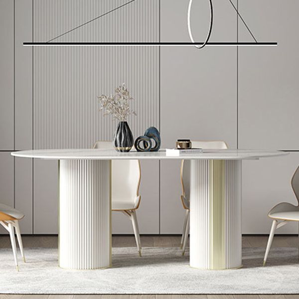 Ovaal dubbele voetstuk meubels luxe stijl stenen eetkamer collectie