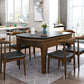 Moderne stenen schaalbare eettafel met houten onderstel voor eetkamer