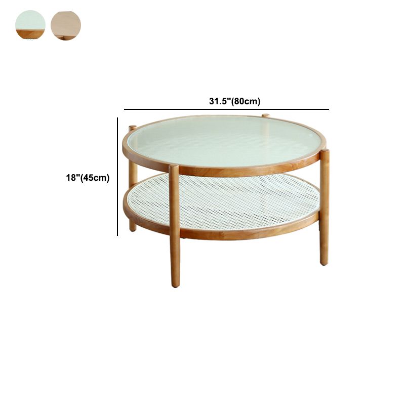 North European Wood/Glass Top Coffee Table Natural Round Cocktail Table Clearhalo 'Coffee & Accent Tables' 'Coffee Tables' 'coffee_tables' 'furn' 'furn_coffee_tables' 'Furniture' 'Living Room Furniture' 1200x1200_7d960f82-266f-4ab7-bb3b-2a9ea1097412