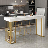 Contemporary Bistro Bar Desk Storage Kitchen Rectangle Stone Bistro Bar Table