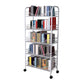 Contemporary Metal Bookshelf with Wheels Open Back Bookcase for Living Room