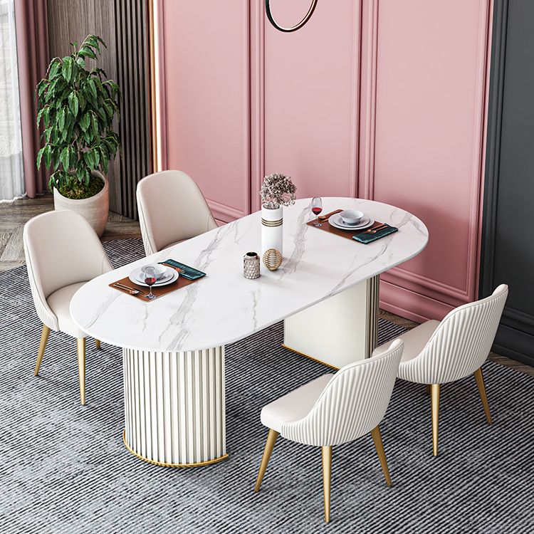 Contemporary Oval Dining Table Sintered Stone Dining Table with Double Pedestal for Dining Room Clearhalo ' dining_table' 'Dining Tables & Seating' 'Dining Tables' 'furn' 'furn_dining_table' 'Furniture' 'furniture_dining_table' 'Kitchen & Dining Furniture' 'kitchen&dining_furn' 'kitchen' 'kitchen_dining_table' 1200x1200_7d96c06b-dad0-4505-88b4-79ae2b7a5724