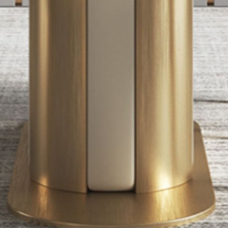 Metal Pedestal Base Dining Table Glam Stone Table for Dining Room